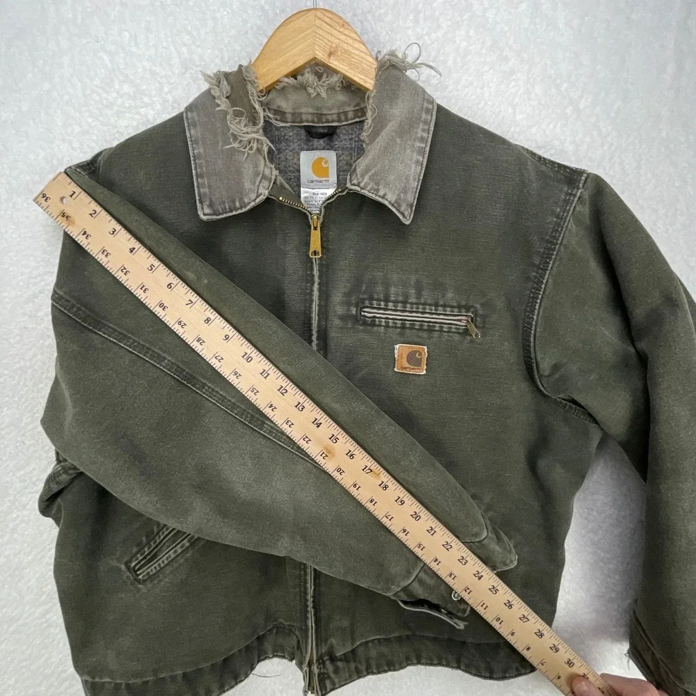 Carhartt Detroit Jacket Blanket Lined Mens XL J97 MOS Moss Green‎ Thrashing